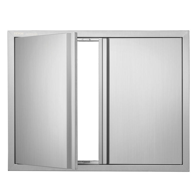 BBQ Access Door, 787x609 mm Double Outdoor Kitchen Door, Stainless Steel Flush Mount Door, Wall Vertical Door with Recessed Handles , for BBQ Island, Grilling Station, Outside Cabinet.