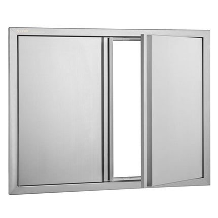 BBQ Access Door, 787x609 mm Double Outdoor Kitchen Door, Stainless Steel Flush Mount Door, Wall Vertical Door with Recessed Handles , for BBQ Island, Grilling Station, Outside Cabinet.