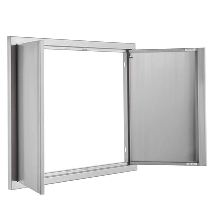 BBQ Access Door, 787x609 mm Double Outdoor Kitchen Door, Stainless Steel Flush Mount Door, Wall Vertical Door with Recessed Handles , for BBQ Island, Grilling Station, Outside Cabinet.
