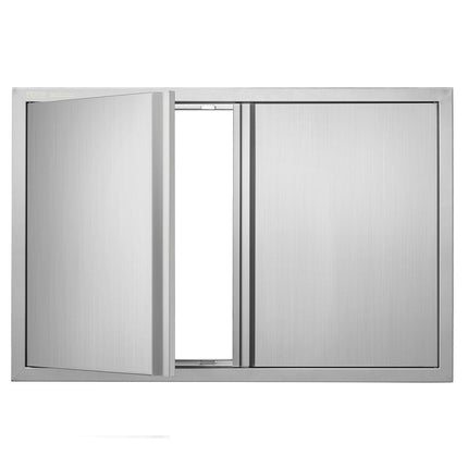 BBQ Access Door, 914x610 mm Double Outdoor Kitchen Door, Stainless Steel Flush Mount Door, Wall Vertical Door with Recessed Handles , for BBQ Island, Grilling Station, Outside Cabinet.