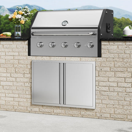 BBQ Access Door, 914x610 mm Double Outdoor Kitchen Door, Stainless Steel Flush Mount Door, Wall Vertical Door with Recessed Handles , for BBQ Island, Grilling Station, Outside Cabinet.