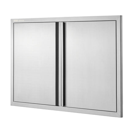 BBQ Access Door, 914x610 mm Double Outdoor Kitchen Door, Stainless Steel Flush Mount Door, Wall Vertical Door with Recessed Handles , for BBQ Island, Grilling Station, Outside Cabinet.