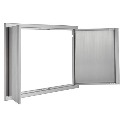 BBQ Access Door, 914x610 mm Double Outdoor Kitchen Door, Stainless Steel Flush Mount Door, Wall Vertical Door with Recessed Handles , for BBQ Island, Grilling Station, Outside Cabinet.