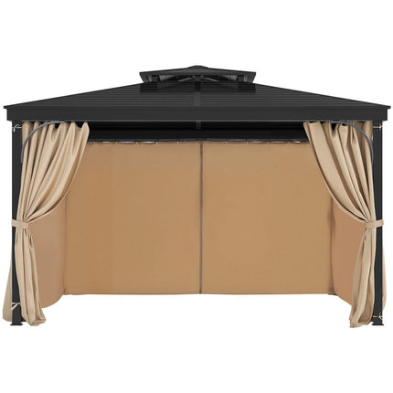 Gazebo Curtains Outdoor, Fit Most 10' x 10' x 6.7' Gazebos, 4-Panel Sidewall Gazebo Privacy Curtains with Zippers, Outdoor Curtain Replacement for Patio Canopy, Only Curtain, Khaki.
