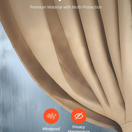 Gazebo Curtains Outdoor, Fit Most 10' x 10' x 6.7' Gazebos, 4-Panel Sidewall Gazebo Privacy Curtains with Zippers, Outdoor Curtain Replacement for Patio Canopy, Only Curtain, Khaki.