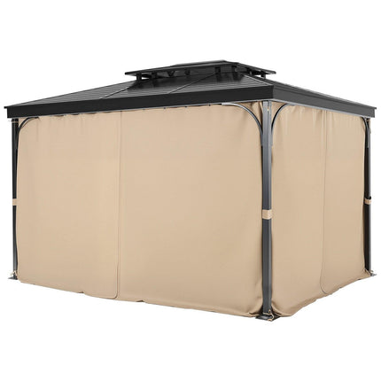 Gazebo Curtains Outdoor, Fit Most 10' x 10' x 6.7' Gazebos, 4-Panel Sidewall Gazebo Privacy Curtains with Zippers, Outdoor Curtain Replacement for Patio Canopy, Only Curtain, Khaki.