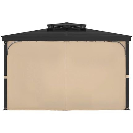 Gazebo Curtains Outdoor, 12' x 10' x 7.3' Gazebos, 4-Panel Sidewall Gazebo Privacy Curtains with Zippers, Outdoor Curtain Replacement for Patio Canopy, Only Curtain, Khaki.