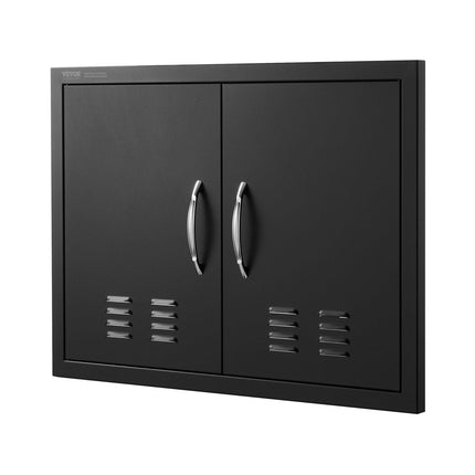 BBQ Access Door,762 x533 mm Double Outdoor Kitchen Door, Cold Plate Flush Mount Door, Wall Vertical Door with Handles and Ventss, for BBQ Island, Grilling Station, Outside Cabinet.