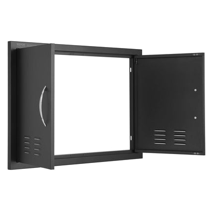 BBQ Access Door,762 x533 mm Double Outdoor Kitchen Door, Cold Plate Flush Mount Door, Wall Vertical Door with Handles and Ventss, for BBQ Island, Grilling Station, Outside Cabinet.