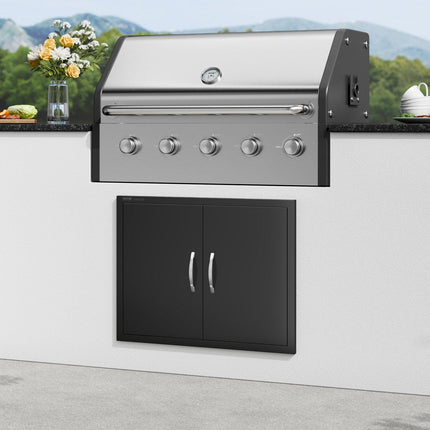 BBQ Access Door, 788x610 mm Double Outdoor Kitchen Door, Cold Plate Flush Mount Door, Wall Vertical Door with Handles, for BBQ Island, Grilling Station, Outside Cabinet.