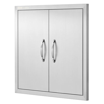 BBQ Access Door, 610x610 mm Double Outdoor Kitchen Door, Stainless Steel Flush Mount Door, Double Wall Vertical Door with Handles and Hooks, for BBQ Island, Grilling Station, Outside Cabinet.