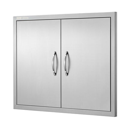 BBQ Access Door, 787x609 mm Double Outdoor Kitchen Door, Stainless Steel Flush Mount Door, Double Wall Vertical Door with Handles and Hooks, for BBQ Island, Grilling Station, Outside Cabinet.