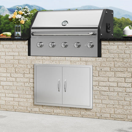 BBQ Access Door, 838x558 mm Double Outdoor Kitchen Door, Stainless Steel Flush Mount Door, Wall Vertical Door with Handles, for BBQ Island, Grilling Station, Outside Cabinet.