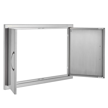 BBQ Access Door, 838x558 mm Double Outdoor Kitchen Door, Stainless Steel Flush Mount Door, Wall Vertical Door with Handles, for BBQ Island, Grilling Station, Outside Cabinet.