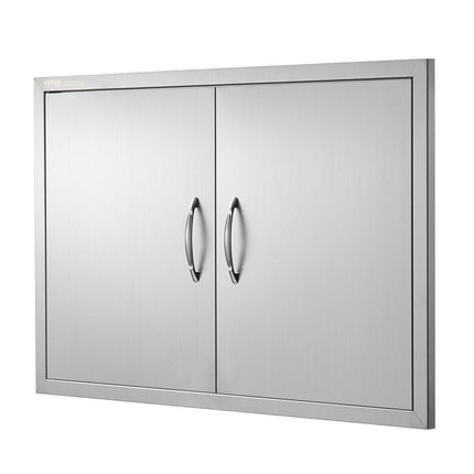 BBQ Access Door, 889x610 mm Double Outdoor Kitchen Door, Stainless Steel Flush Mount Door, Wall Vertical Door with Handles, for BBQ Island, Grilling Station, Outside Cabinet.