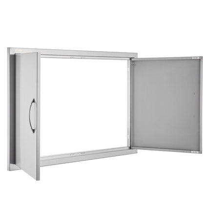 BBQ Access Door, 889x610 mm Double Outdoor Kitchen Door, Stainless Steel Flush Mount Door, Wall Vertical Door with Handles, for BBQ Island, Grilling Station, Outside Cabinet.