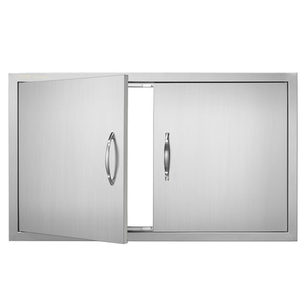 BBQ Access Door, 915x533 mm Double Outdoor Kitchen Door, Stainless Steel Flush Mount Door, Wall Vertical Door with Handles, for BBQ Island, Grilling Station, Outside Cabinet.