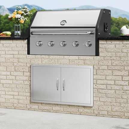 BBQ Access Door, 915x533 mm Double Outdoor Kitchen Door, Stainless Steel Flush Mount Door, Wall Vertical Door with Handles, for BBQ Island, Grilling Station, Outside Cabinet.