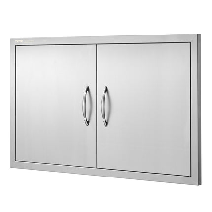 BBQ Access Door, 915x533 mm Double Outdoor Kitchen Door, Stainless Steel Flush Mount Door, Wall Vertical Door with Handles, for BBQ Island, Grilling Station, Outside Cabinet.