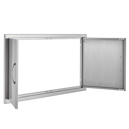 BBQ Access Door, 915x533 mm Double Outdoor Kitchen Door, Stainless Steel Flush Mount Door, Wall Vertical Door with Handles, for BBQ Island, Grilling Station, Outside Cabinet.