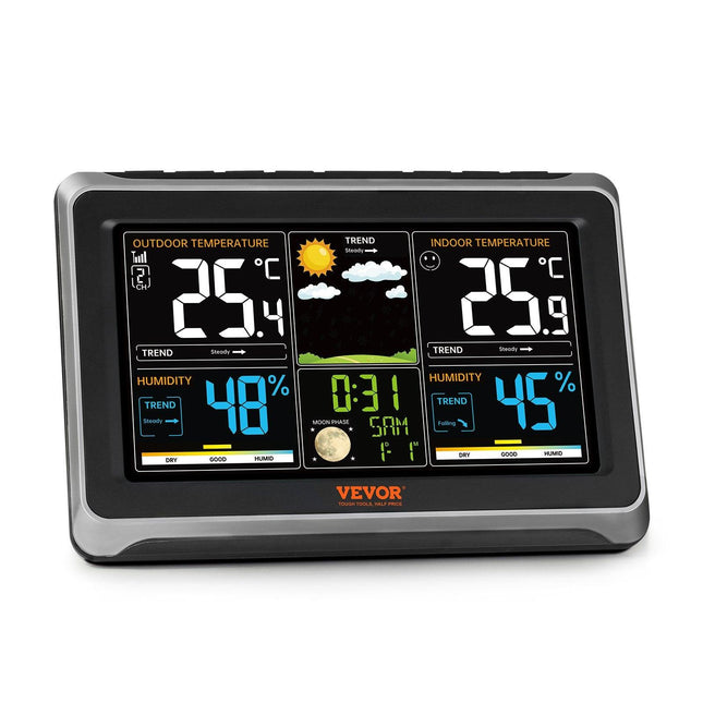 Weather Station Indoor Outdoor, Large Color Display, Wireless Digital Home Weather Station, with Sensor Atomic Clock Adjustable Backlight Forecast Data Calendar Alarm Alert Temperature.