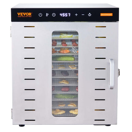VEVOR 10 Trays Food Dehydrator Machine Stainless Steel 1000W Jerky Fruit Drying.