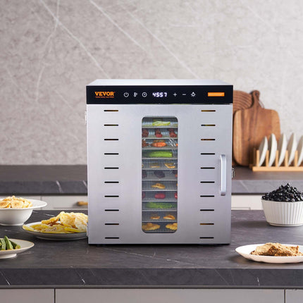 VEVOR 10 Trays Food Dehydrator Machine Stainless Steel 1000W Jerky Fruit Drying.