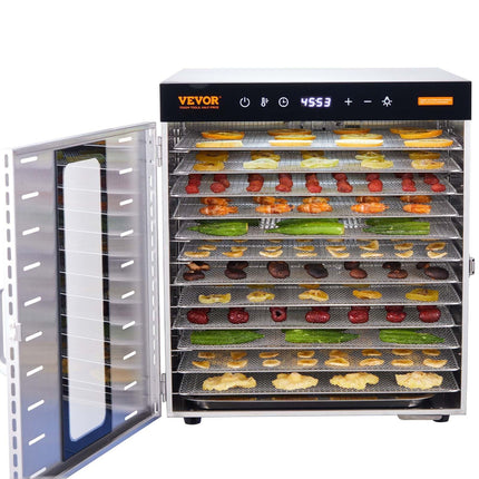 VEVOR 10 Trays Food Dehydrator Machine Stainless Steel 1000W Jerky Fruit Drying.