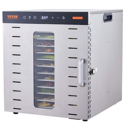 VEVOR 10 Trays Food Dehydrator Machine Stainless Steel 1000W Jerky Fruit Drying.