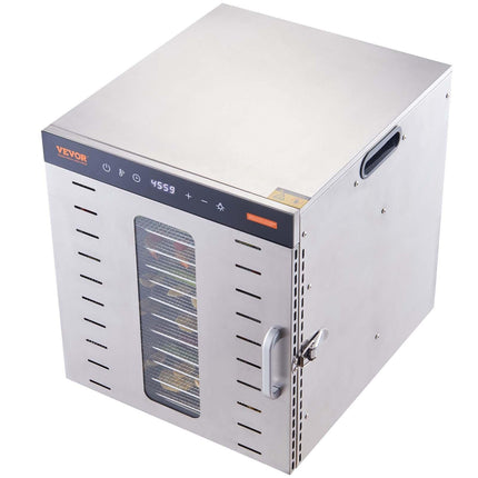 VEVOR 10 Trays Food Dehydrator Machine Stainless Steel 1000W Jerky Fruit Drying.