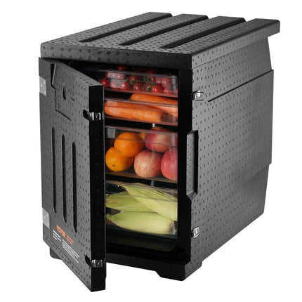 Insulated Food Pan Carrier, 90L Hot Box for Catering, LLDPE Food Box Carrier with Double Buckles, Front Loading Food Warmer for Restaurant, Canteen, etc..