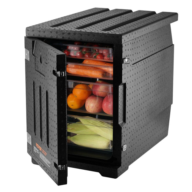 Insulated Food Pan Carrier, 90L Hot Box for Catering, LLDPE Food Box Carrier with Double Buckles, Front Loading Food Warmer for Restaurant, Canteen, etc..