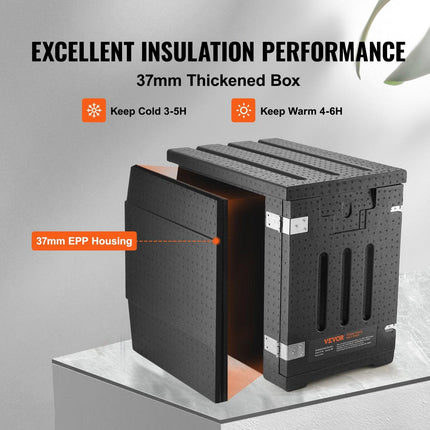 Insulated Food Pan Carrier, 90L Hot Box for Catering, LLDPE Food Box Carrier with Double Buckles, Front Loading Food Warmer for Restaurant, Canteen, etc..