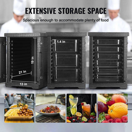 Insulated Food Pan Carrier, 90L Hot Box for Catering, LLDPE Food Box Carrier with Double Buckles, Front Loading Food Warmer for Restaurant, Canteen, etc..