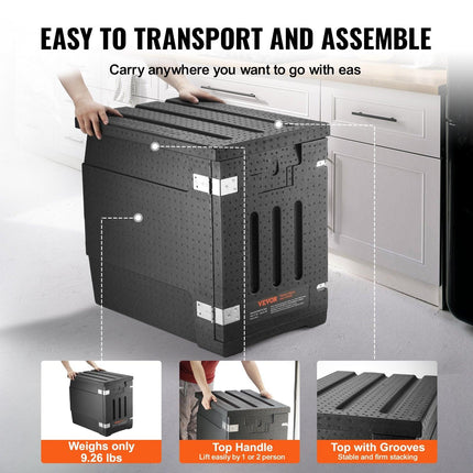 Insulated Food Pan Carrier, 90L Hot Box for Catering, LLDPE Food Box Carrier with Double Buckles, Front Loading Food Warmer for Restaurant, Canteen, etc..