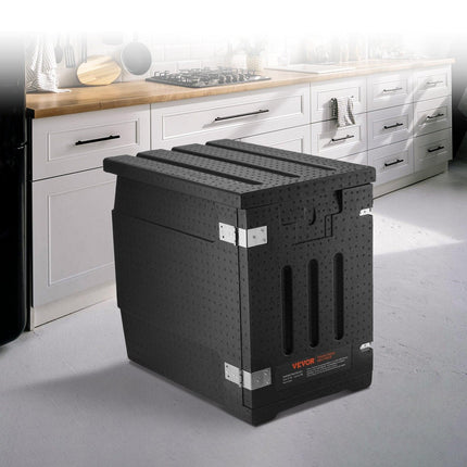 Insulated Food Pan Carrier, 90L Hot Box for Catering, LLDPE Food Box Carrier with Double Buckles, Front Loading Food Warmer for Restaurant, Canteen, etc..