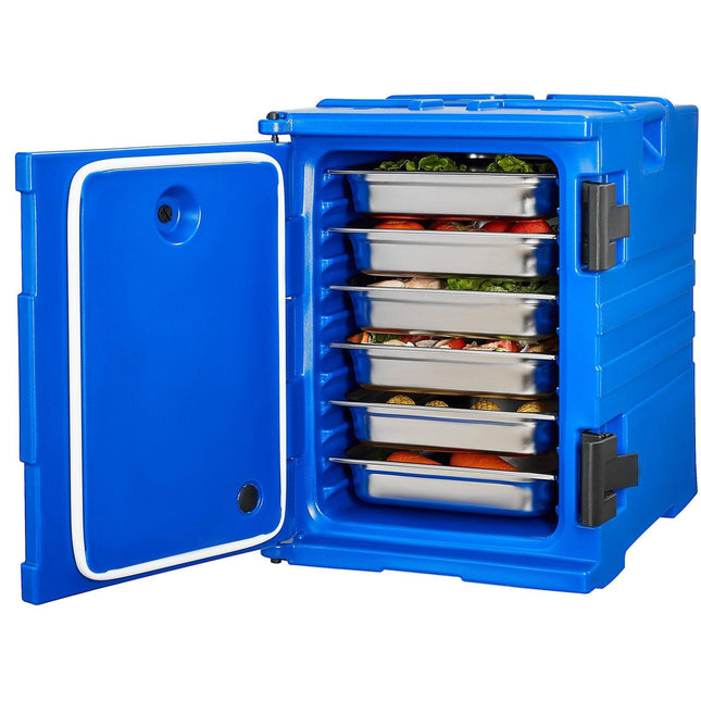 Insulated Food Pan Carrier, 90L Hot Box for Catering, Food Box Carrier with Double Buckles, Front Loading Food Warmer with Handles, Stackable End Loader for Restaurant, Canteen.
