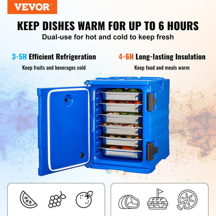 Insulated Food Pan Carrier, 90L Hot Box for Catering, Food Box Carrier with Double Buckles, Front Loading Food Warmer with Handles, Stackable End Loader for Restaurant, Canteen.