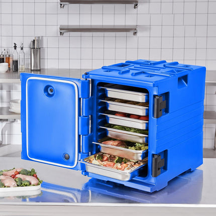Insulated Food Pan Carrier, 90L Hot Box for Catering, Food Box Carrier with Double Buckles, Front Loading Food Warmer with Handles, Stackable End Loader for Restaurant, Canteen.