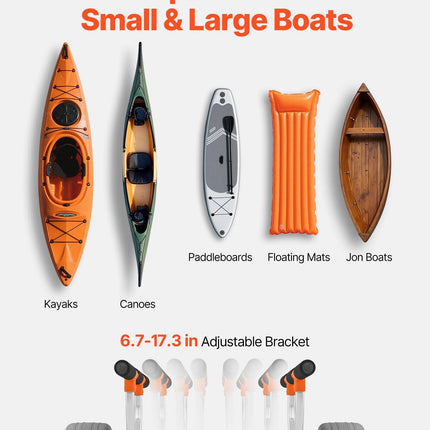 Kayak Cart, 158.8 kg Load Capacity, Kayak Trolley with 30.5 cm Inflatable PU Tires & 2 Straps, Assembles & Disassembles Within Seconds, Paddle Board Trolley for Carrying Kayaks and Canoes.