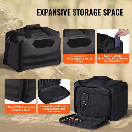 Range Bag for 3 Pistols Tactical Gun Range Bag Single Shoulder Strip Black.