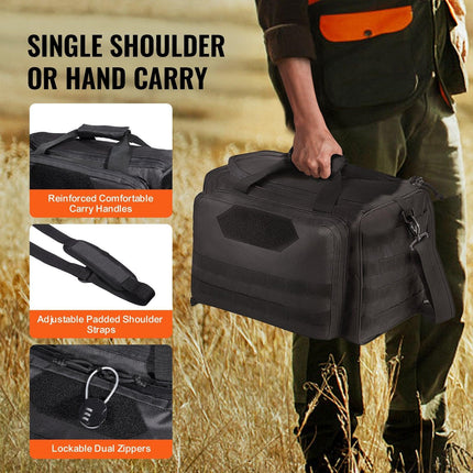 Range Bag for 3 Pistols Tactical Gun Range Bag Single Shoulder Strip Black.