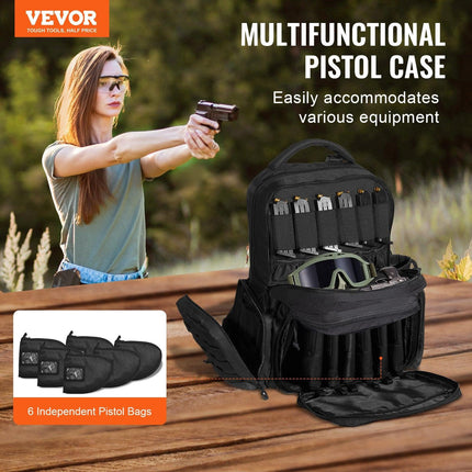 Tactical Range Backpack for 6 Pistols Gun Backpack Black.