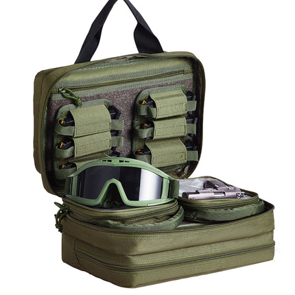 Range Bag for 2 Pistols Tactical Gun Bag 2 Built-in Pistol Bags Green.