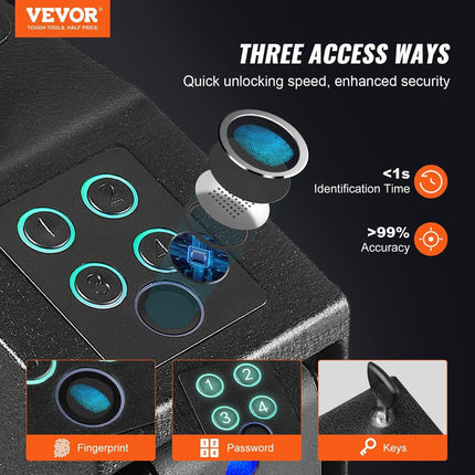 Mounted Gun Safe for Pistols Biometric Gun Safe 3 Access Ways 1 Pistol.