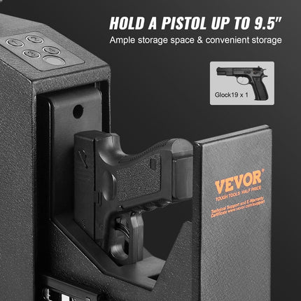 Mounted Gun Safe for Pistols Biometric Gun Safe 3 Access Ways 1 Pistol.