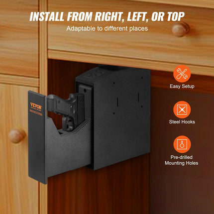 Mounted Gun Safe for Pistols Biometric Gun Safe 3 Access Ways 1 Pistol.