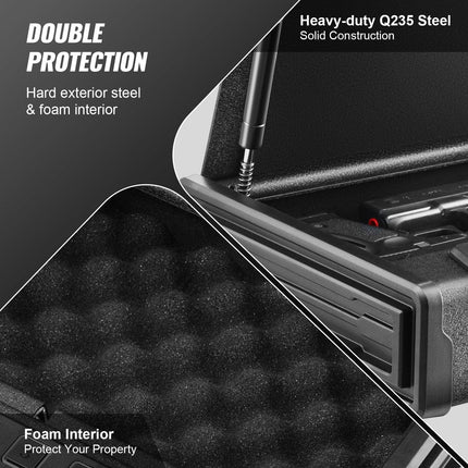Gun Safe for Pistols Biometric Gun Safe with 3 Access Ways for 2 Pistols.