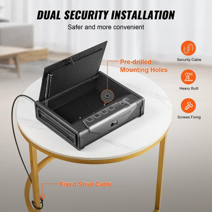 Gun Safe for Pistols Biometric Gun Safe with 3 Access Ways for 2 Pistols.