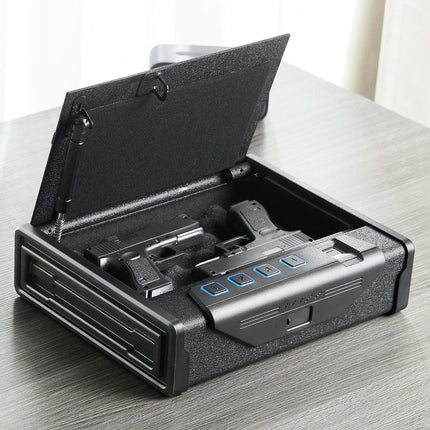 Gun Safe for Pistols Biometric Gun Safe with 3 Access Ways for 2 Pistols.